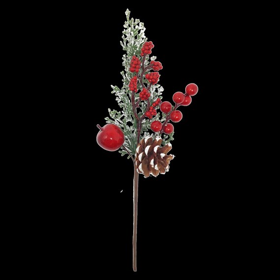 Snow Red Berry Stem, Berry Pick for Wreaths, Berry Picks for