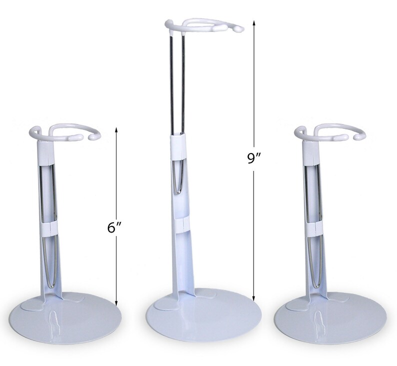 Fits Dolls and Action Figures 7 to 12 High #1362-5 Set of 3 White Vinyl Coated Metal Adjustable Clasps 5 Doll Stand Holders