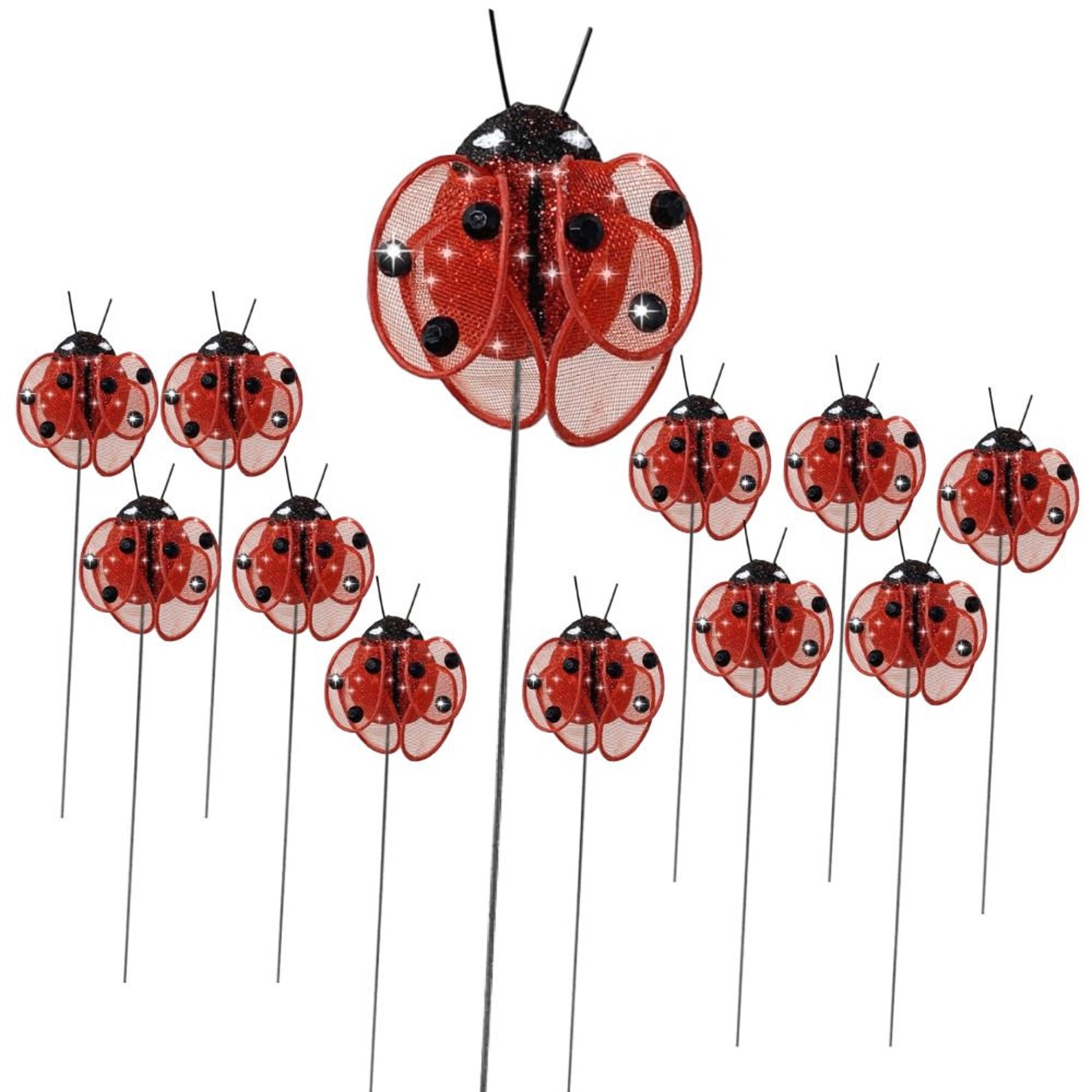 Ladybug Floral Pick Décorations Lady Bugs Attached to Wire Etsy