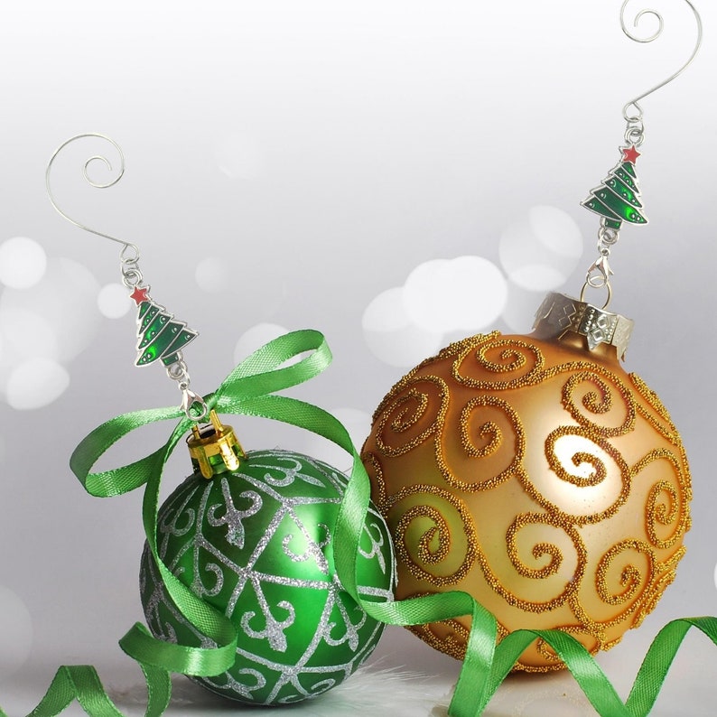 Christmas Tree Ornament Hooks Set of 12 Trees With Silver Etsy