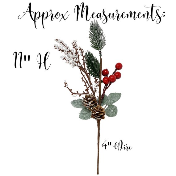 10pcs Artificial Pine Picks, Red Berry Stems with Snowflakes Flocked Holly  Artificial Pine Branches for Christmas Tree Decorations DIY Crafts Home  Decor
