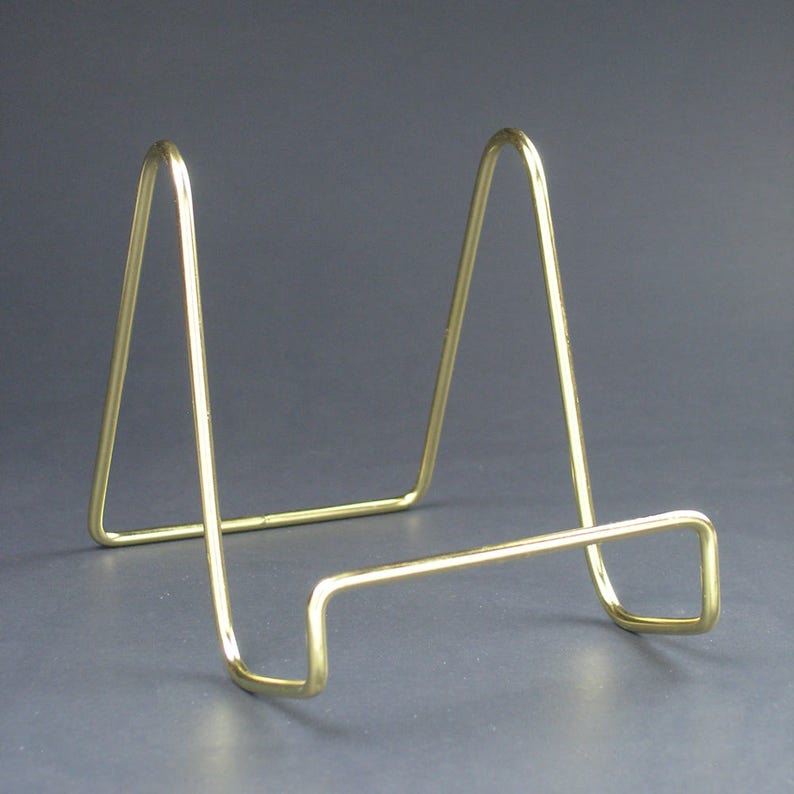 Wire Easel Display Stand Plate Holders Smooth Brass Metal Etsy