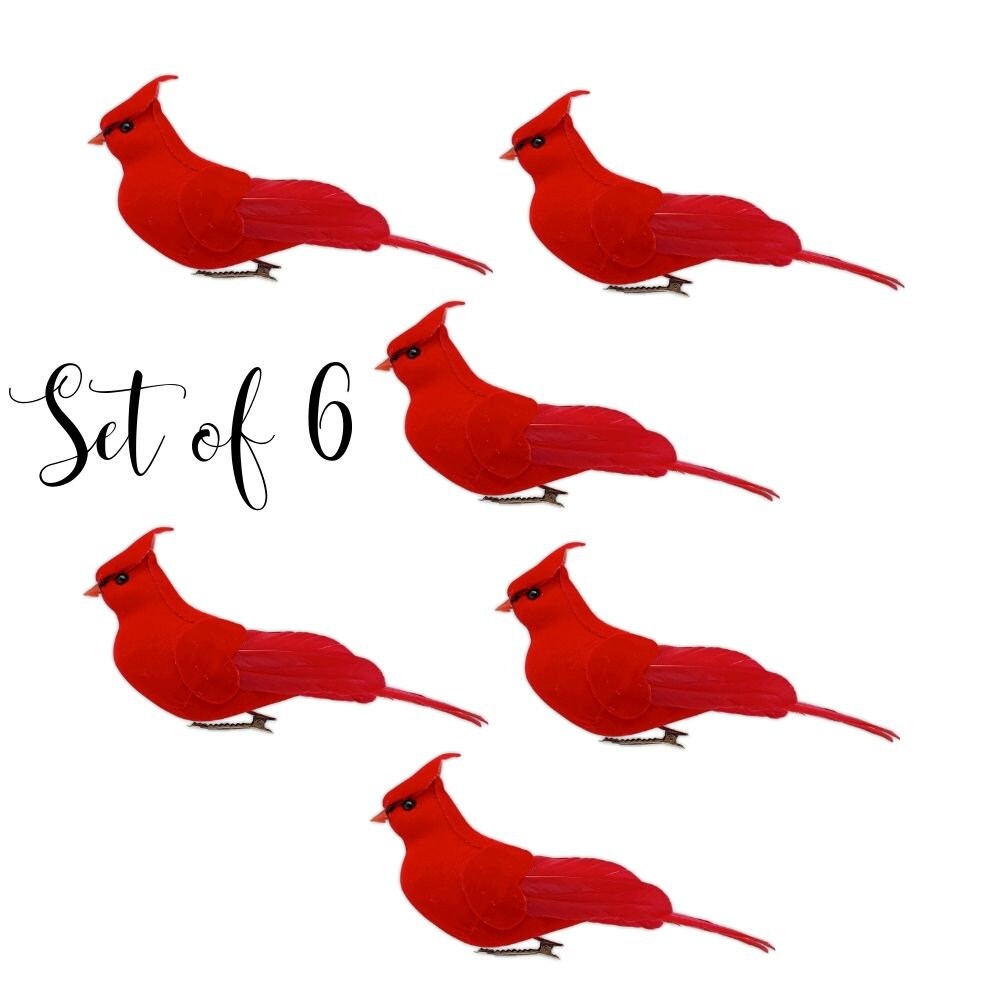 Cardinal Clip On Christmas Tree Ornament Bird Decorations Etsy