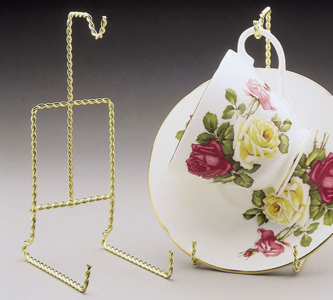 Cup and Saucer Stand Twisted Brass Two Stands 1309 Etsy