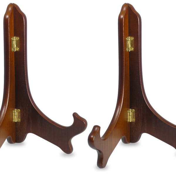 Walnut Wooden Easel Premium Quality Plate Holder Folding Display Stand 9 Inch Set of 2 Pieces  #1333-9