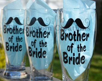 Engagement Toast Brother Father of the Groom Bride Party favor Best Man Bachelor Wedding Personalized 19 oz Pilsner Beer Glass
