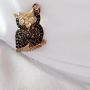 Owl Brooch in Sterling Silver plated with cubic Zircon image 4