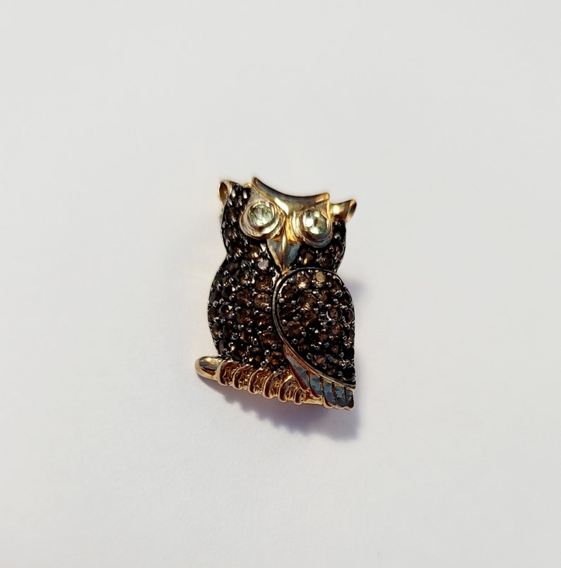 Owl Brooch in Sterling Silver plated with cubic Zircon image 6