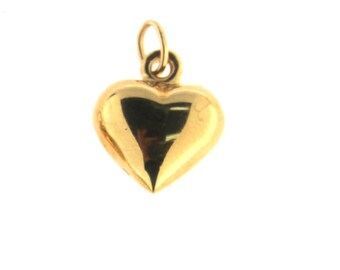 14k Gold Diamond-Cut /& Satin Puffed Heart Earrings 0.31 in x 0.31 in