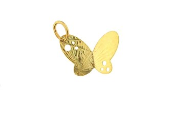 18K White Gold Diamond hanging Butterfly charm ID Bracelet 5.5 inches