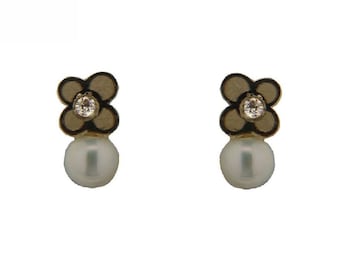 18K Yellow Gold Blue Enamel Star Leverback Earrings 21mm X 5mm