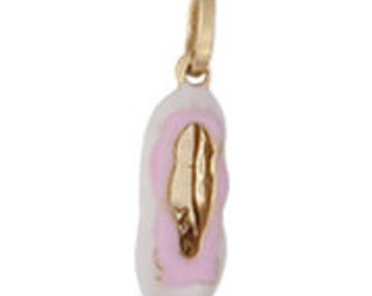 18K Yellow Gold Pink Enamel Ballerina Charm 24mm X 9mm//32mm with Bail