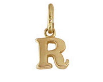 7mm//13mm with Bail 18K Yellow Gold Intial Charm R
