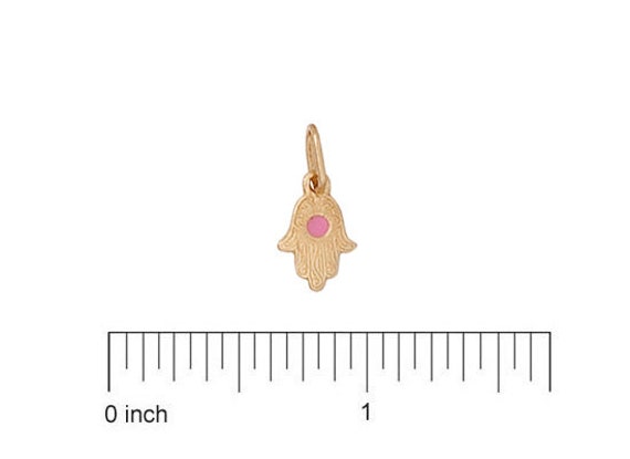 5mm 18K Yellow Gold Pink Enamel Heart Hoop Charms