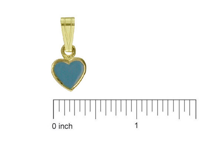 18K Yellow Gold Red Enamel Heart Charm 5mm//11mm with Bail