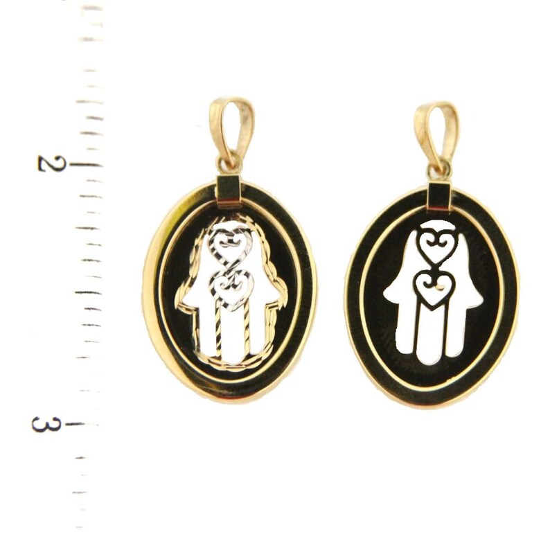 18K Yellow Gold Oval Hamsa cut out Medal 0.89 x 0.69 inch