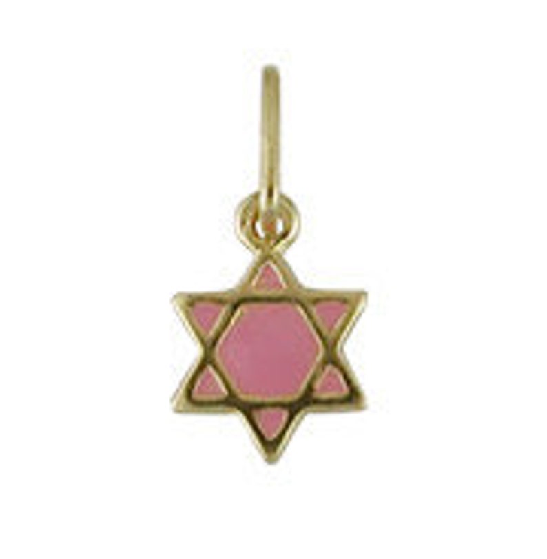 5mm 18K Yellow Gold Pink Enamel Heart Hoop Charms