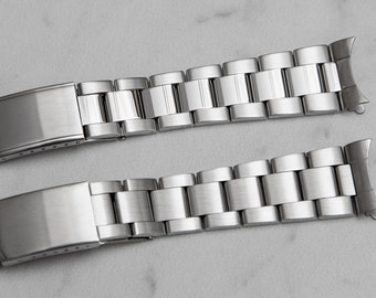 Oyster style watch strap with polished or brushed center links in 18mm or 20mm