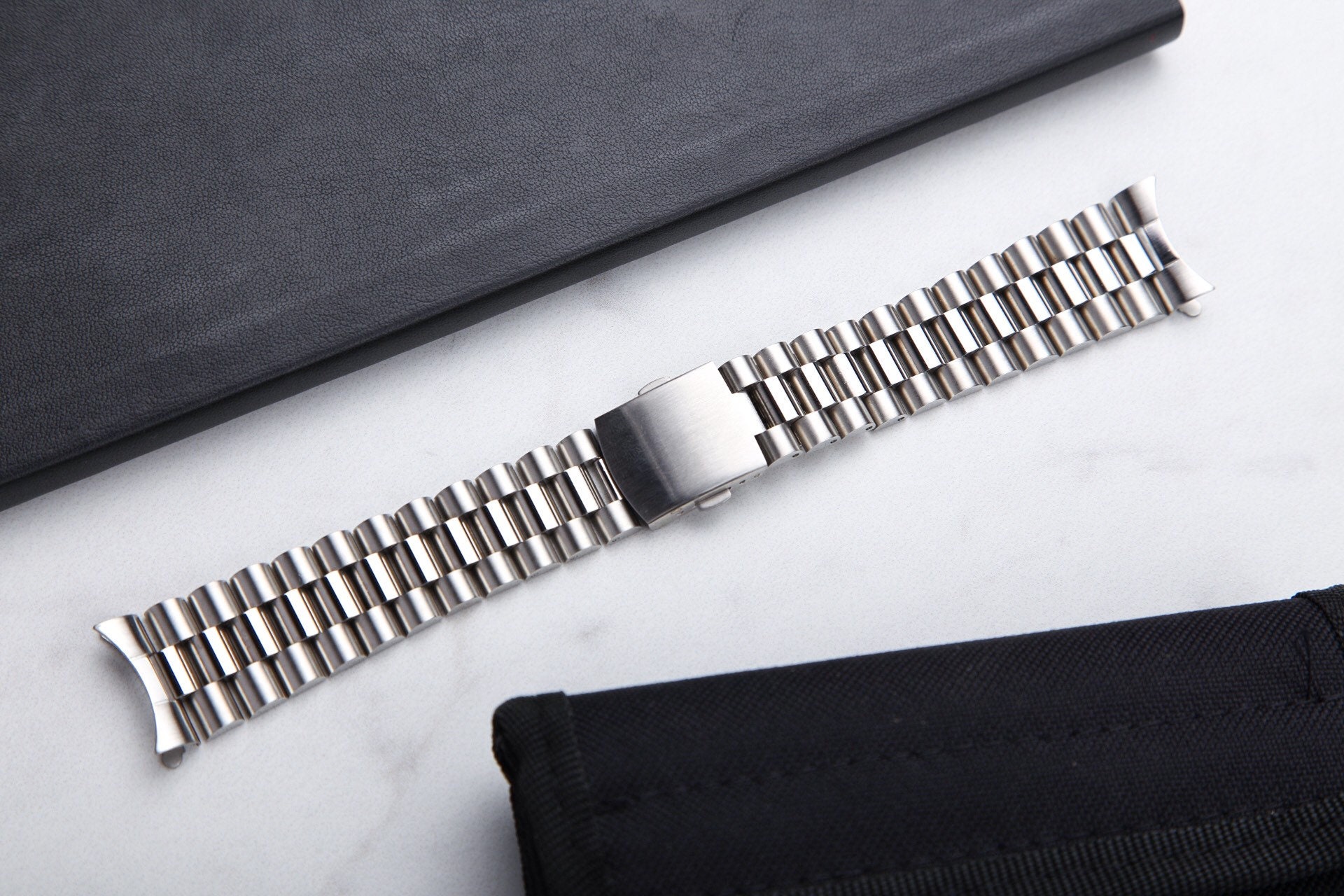22mm President Bracelet Watch Band With Curved End Links - Etsy