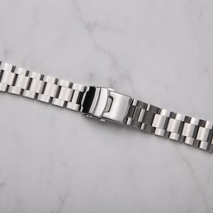 Oyster Style Watch Bracelet with Flat End Links 20mm 22mm Band with Milled Clasp