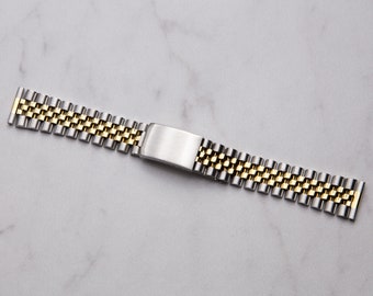 Two Tone Jubilee Style Bracelet with Flat End Links 18mm 20mm