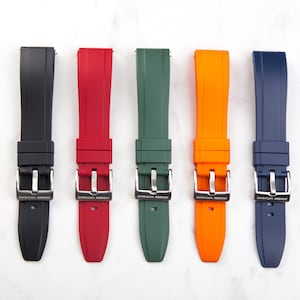 FKM Rubber Watch Strap 20mm 22mm with Quick Release Spring Bars and Buckle