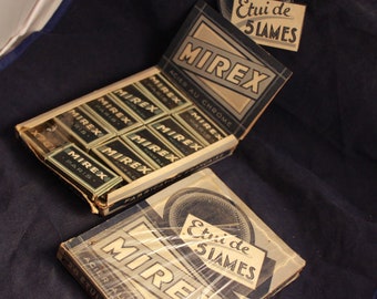 Vintage Display Outer of 20 NOS Packs of MIREX Safety Razor Blades Made in France - 1