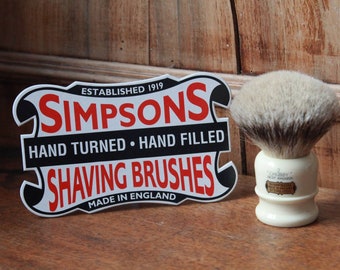 1970's Beautiful Simpsons Shaving Brushes Original Cardboard Advertising