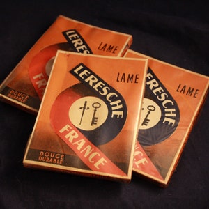 Vintage Display Outer of 10 NOS Packs of LERESCHE Safety Razor Blades Made in France - 1