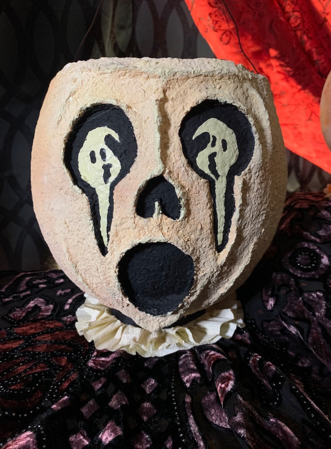 Haunted Ghost Vintage Style Papiermâché Halloween Treat Bucket Folk Art Paper Mache Ghostly