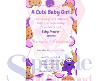 free cookie monster baby shower invitations