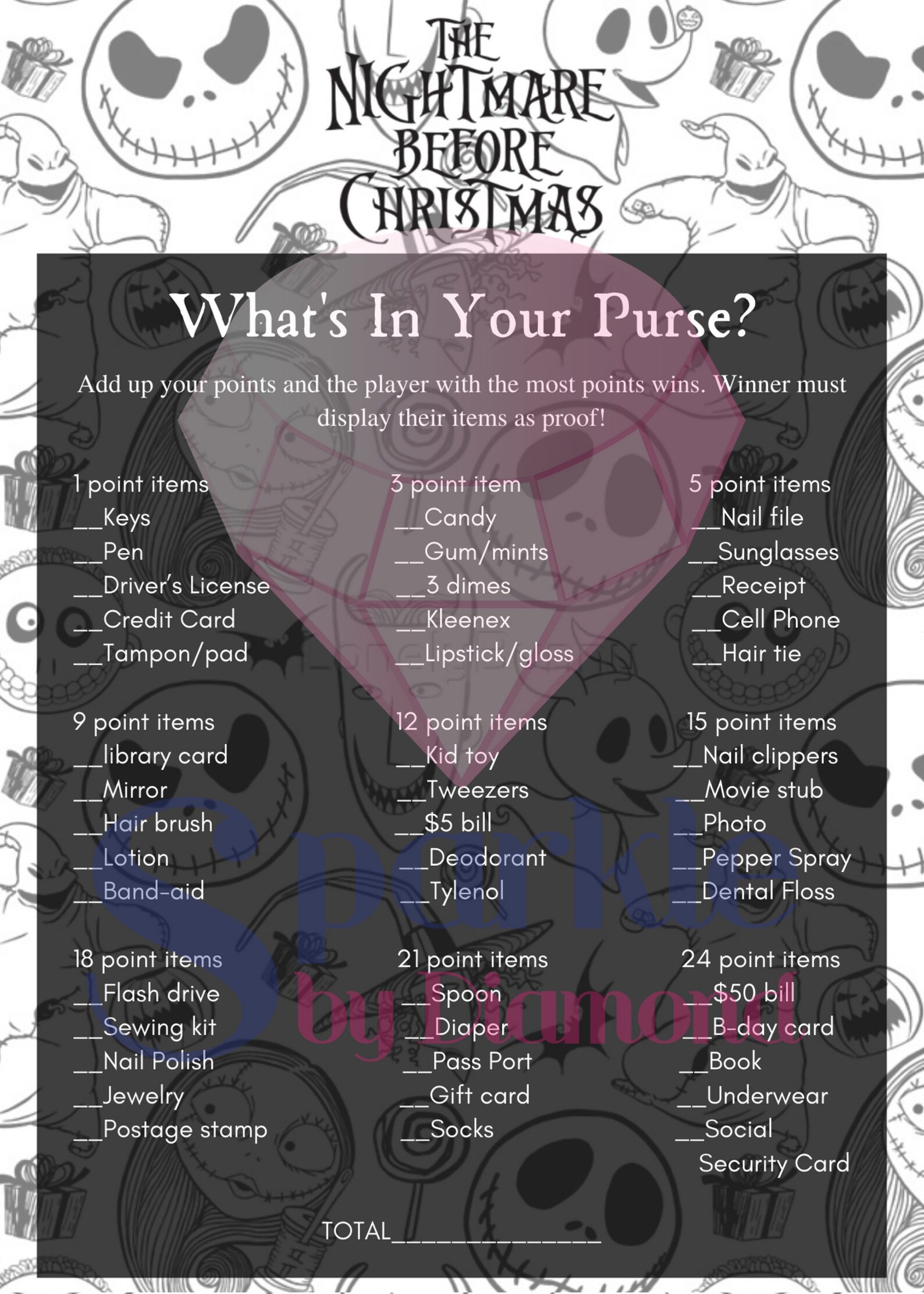 The Nightmare Before Christmas Baby Shower Games Jack the Etsy