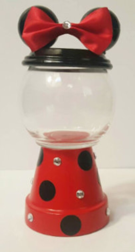 Minnie Mouse Red Black Centerpiece Candy Jar Party Etsy