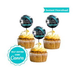 Godzilla Cupcake Toppers: King of Monsters Birthday Party (Digital Download, Printable PDF