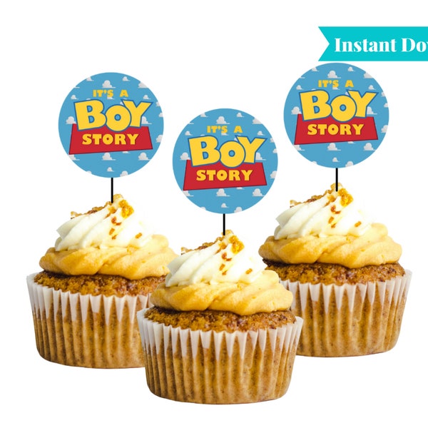 It's a Boy Story | Boy Story Birthday CupCake Toppers | Toy Story Digital Download | Printable | A101