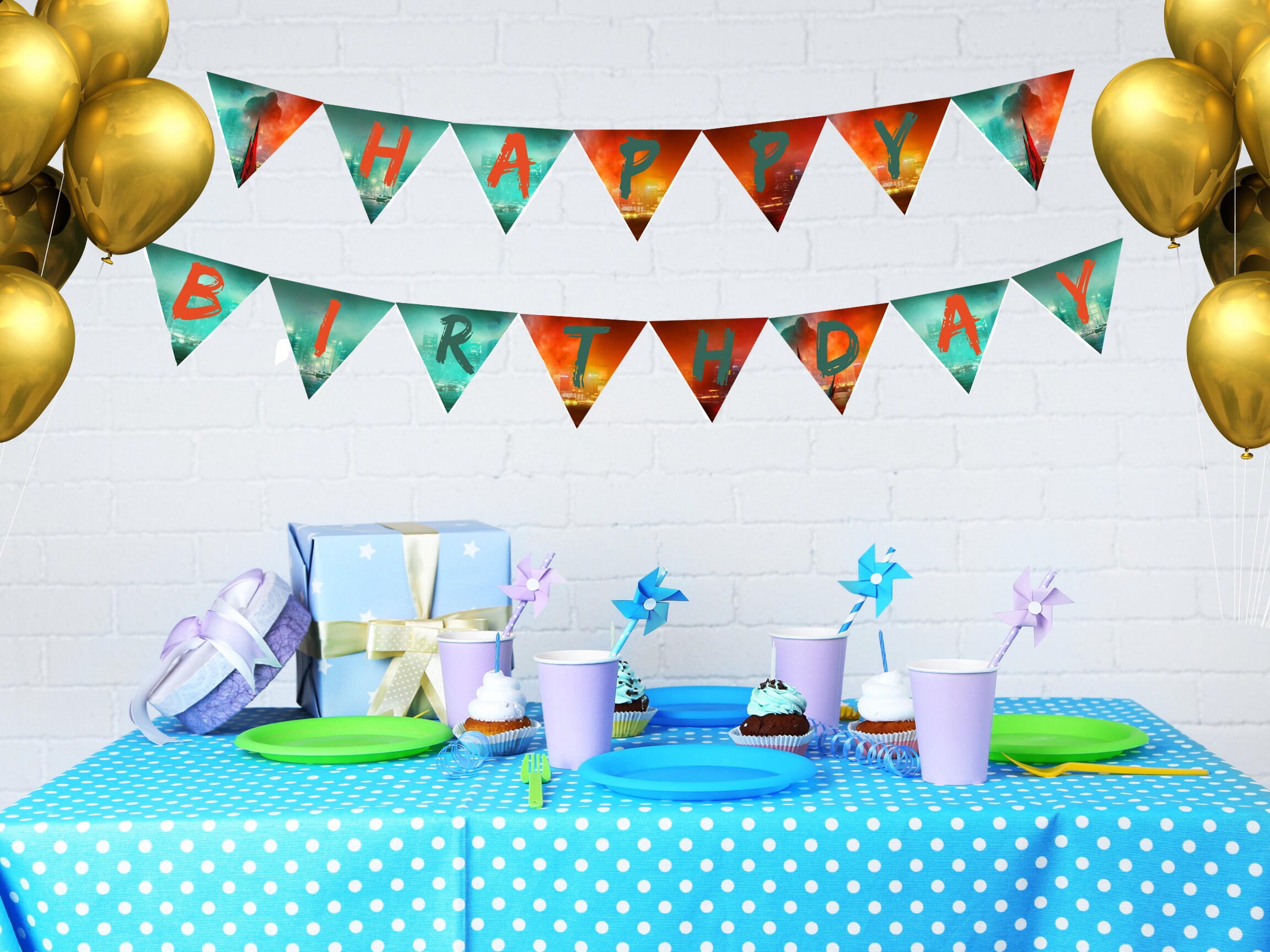 Godzilla vs. Kong Godzilla Birthday Banner King of | Etsy