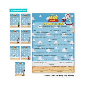 Its a Boy Story | Toy Story Baby Shower Games | Woody, Buzz Lighter, Jessie, Forky, Bo Peep | Printable Baby Shower Games | A101