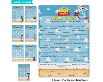 Its a Boy Story | Toy Story Baby Shower Games | Woody, Buzz Lighter, Jessie, Forky, Bo Peep | Printable Baby Shower Games | A101