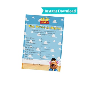 It&#39;s a Boy Story | Toy Story Baby Shower Games | The Price is Right | Printable Baby Shower Games | A101