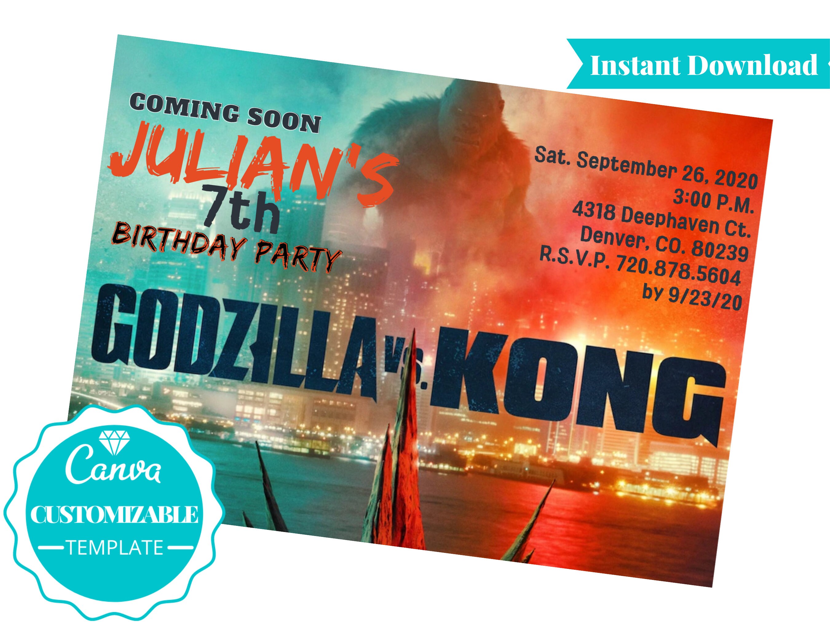 Godzilla Vs. Kong Water Bottle Label King of Monsters Party Favor  Personalized Party Favor C101 
