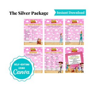 It&#39;s a Girl Story Baby Shower Invitation | It&#39;s a Girl Story Baby Shower Game Set | Toy Story Baby Shower Bundle | Silver Package | A101