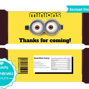Minion Water Bottle Label | Minion Water Bottle Wrapper | Minion ...