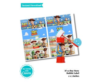 Regalo de cumpleaños de Toy Story / Etiqueta de burbujas de Toy Story / Envoltorio de burbujas de Toy Story / Etiqueta de burbujas personalizada de Toy Story / Detalle para fiesta de cumpleaños de Toy Story