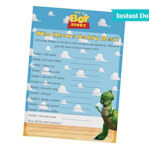 It's a Boy Story | Toy Story Baby Shower Games | Who Knows Daddy Best? | Printable Baby Shower Games | A101