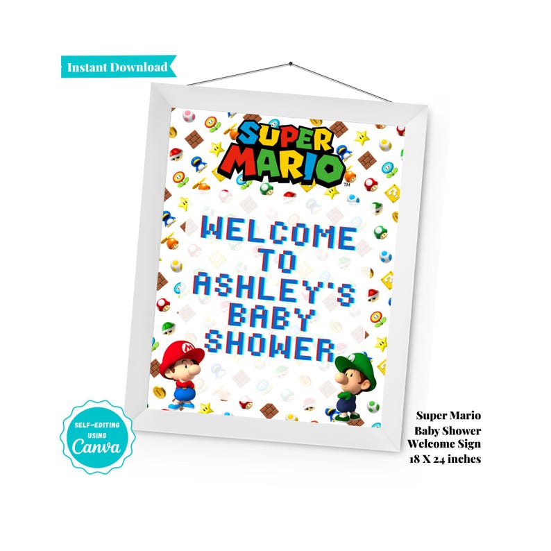 Super Mario Brothers Baby Shower Games | Mario and Luigi Baby Shower Games | Printable Baby Shower Games | Video Game Baby Shower image 12