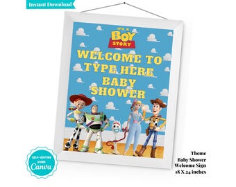 Welcome Sign Baby Shower Sign | Baby Shower Sign | It's a Boy Story Theme | Toy Story Baby Shower | Door Sign | Boy Story | It's a Boy |A101