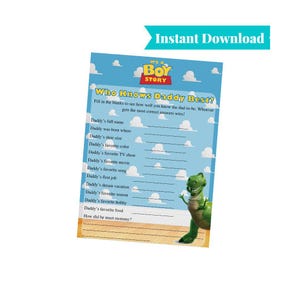 It&#39;s a Boy Story | Toy Story Baby Shower Games | Who Knows Daddy Best? | Printable Baby Shower Games | A101