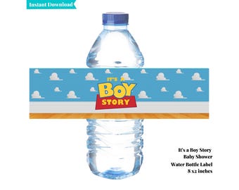 Envoltorio para botella de agua "It's a Boy Story": etiquetas para baby shower y fiestas de cumpleaños para fiestas de Toy Story / A101