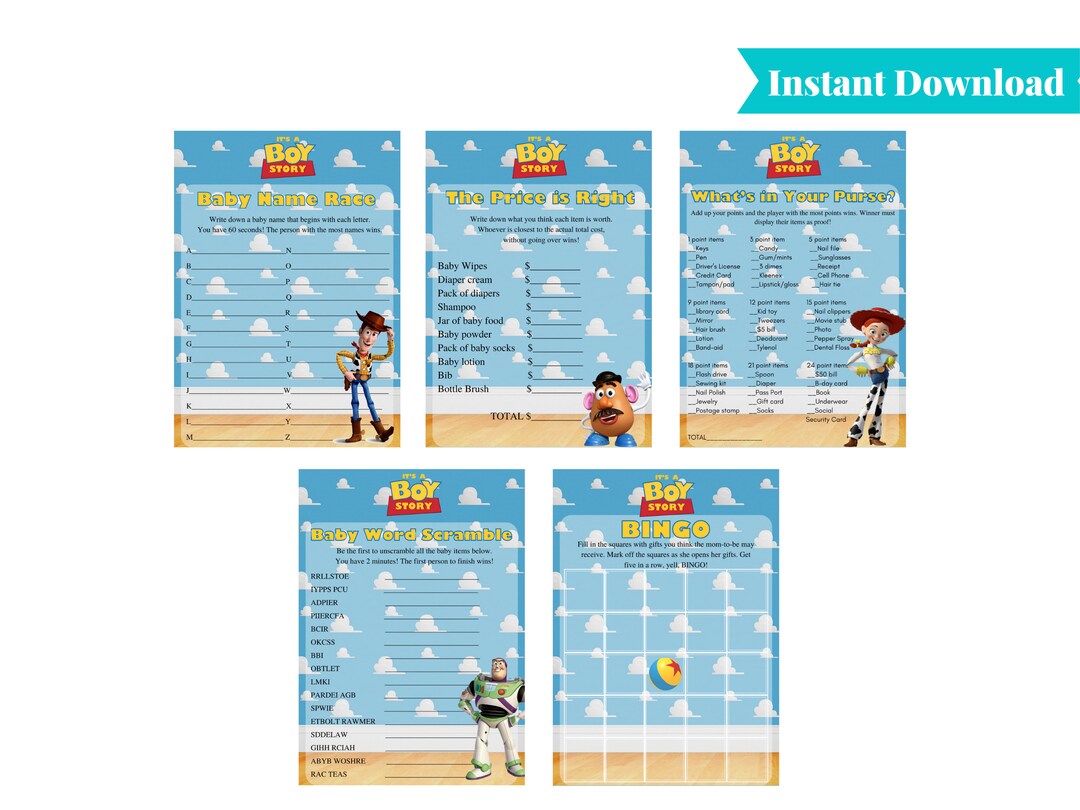 Its a Boy Story | Toy Story Baby Shower Games | Woody, Buzz Lighter ...