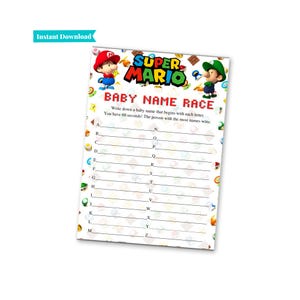 Super Mario Brothers Baby Shower Games | Mario and Luigi Baby Shower Games | Printable Baby Shower Games | Video Game Baby Shower image 6